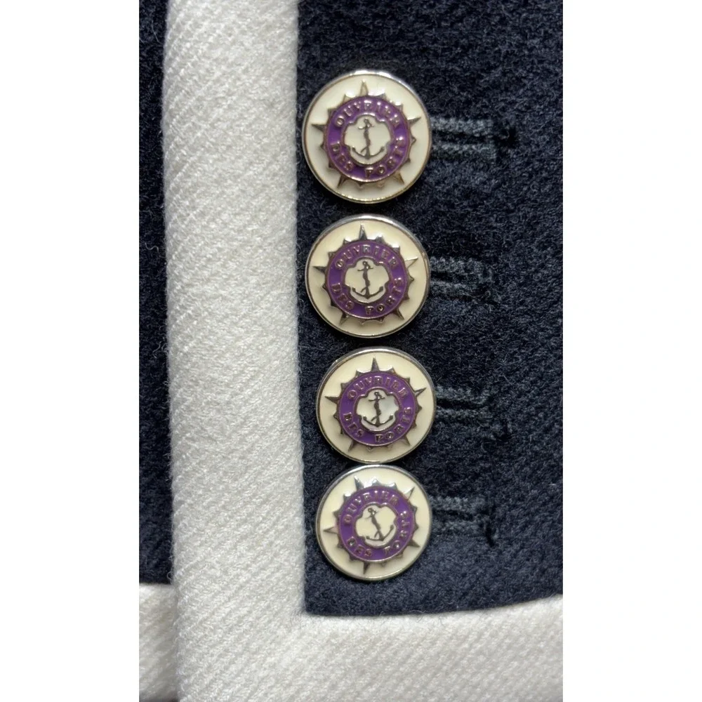 J. Crew Schoolgirl Blazer Jacket Tipped Wool Deep Navy‎ and Light Mauve Trim